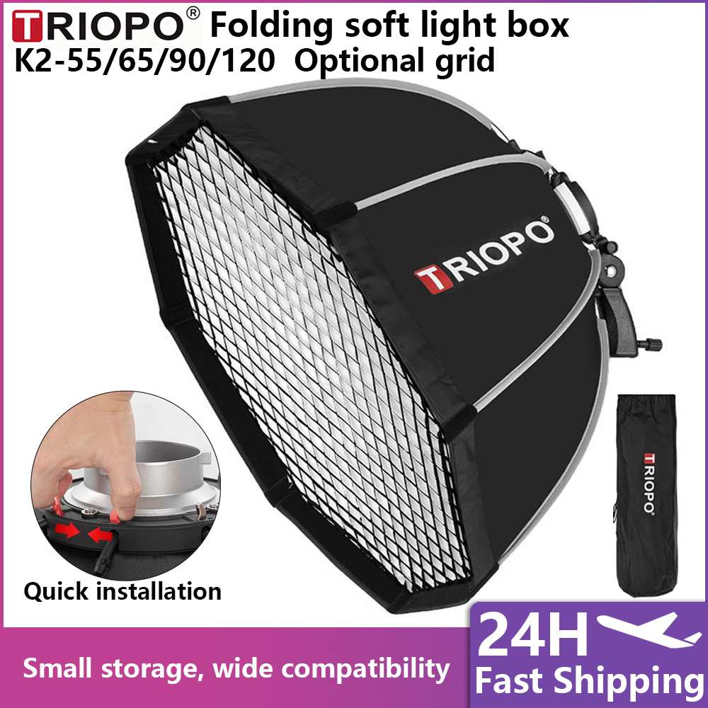 Photography Lighting Grid - Triopo 55/65/90/120cm オクタゴンソフトボックス、ボーエンズマウントポータブルソフトボックス、ハニカムグリッド付き、Godox Jinbei スタジオストロボフラッシュ用