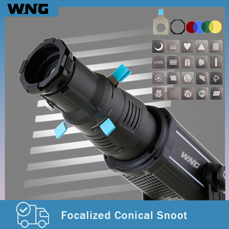 Snoot Flash Modifier - ボーエンズマウントプロジェクションスヌート（ゴボパターン、内蔵ジオメトリックシート、カラージェル付き）スタジオライト用