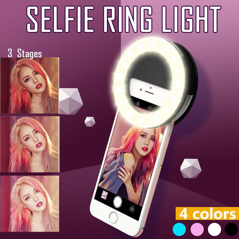 Photography Lighting Stick - LEDセルフィーリングライト,3レベル調整モード,USB充電付き照明,セルフィーランプ,携帯電話の写真撮影用