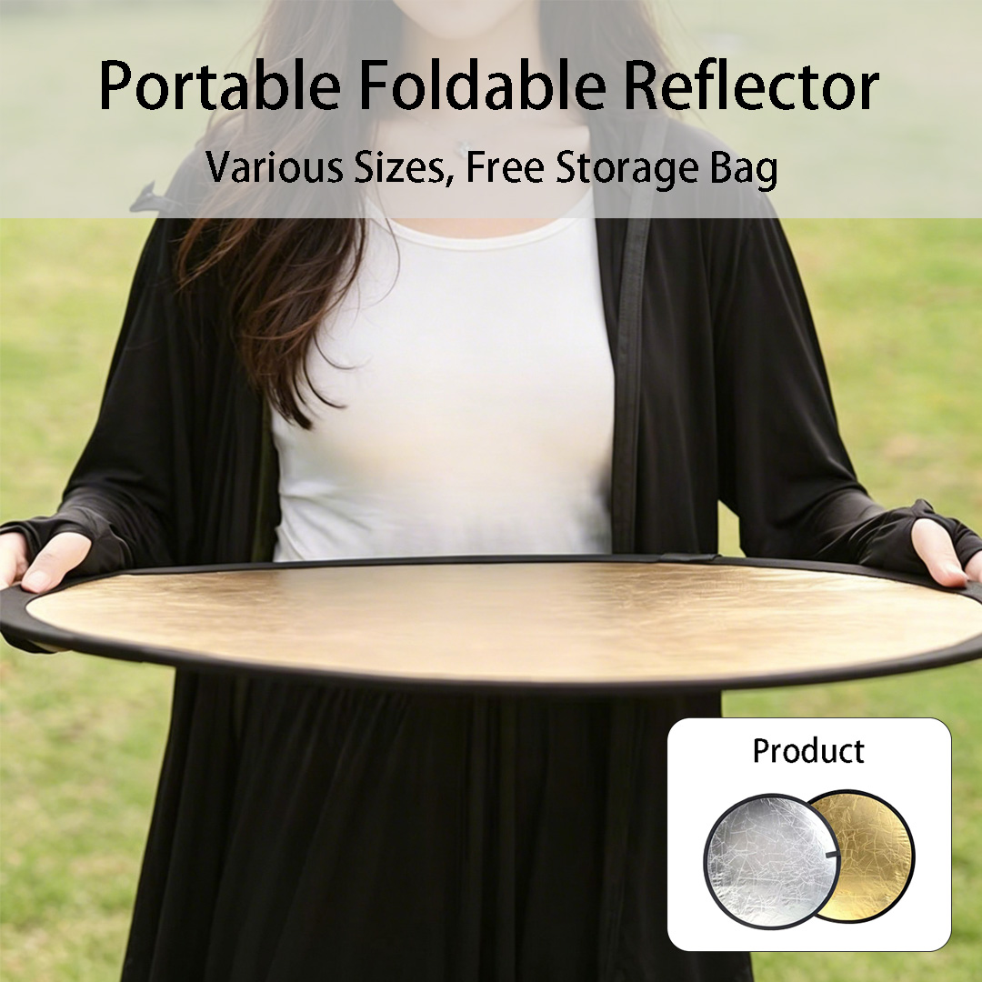 Photography Lighting Bag - 30cm、60cm 丸型両面シルバーホワイトリフレクター 折りたたみ式照明ディスク 収納バッグ付き スタジオ撮影用