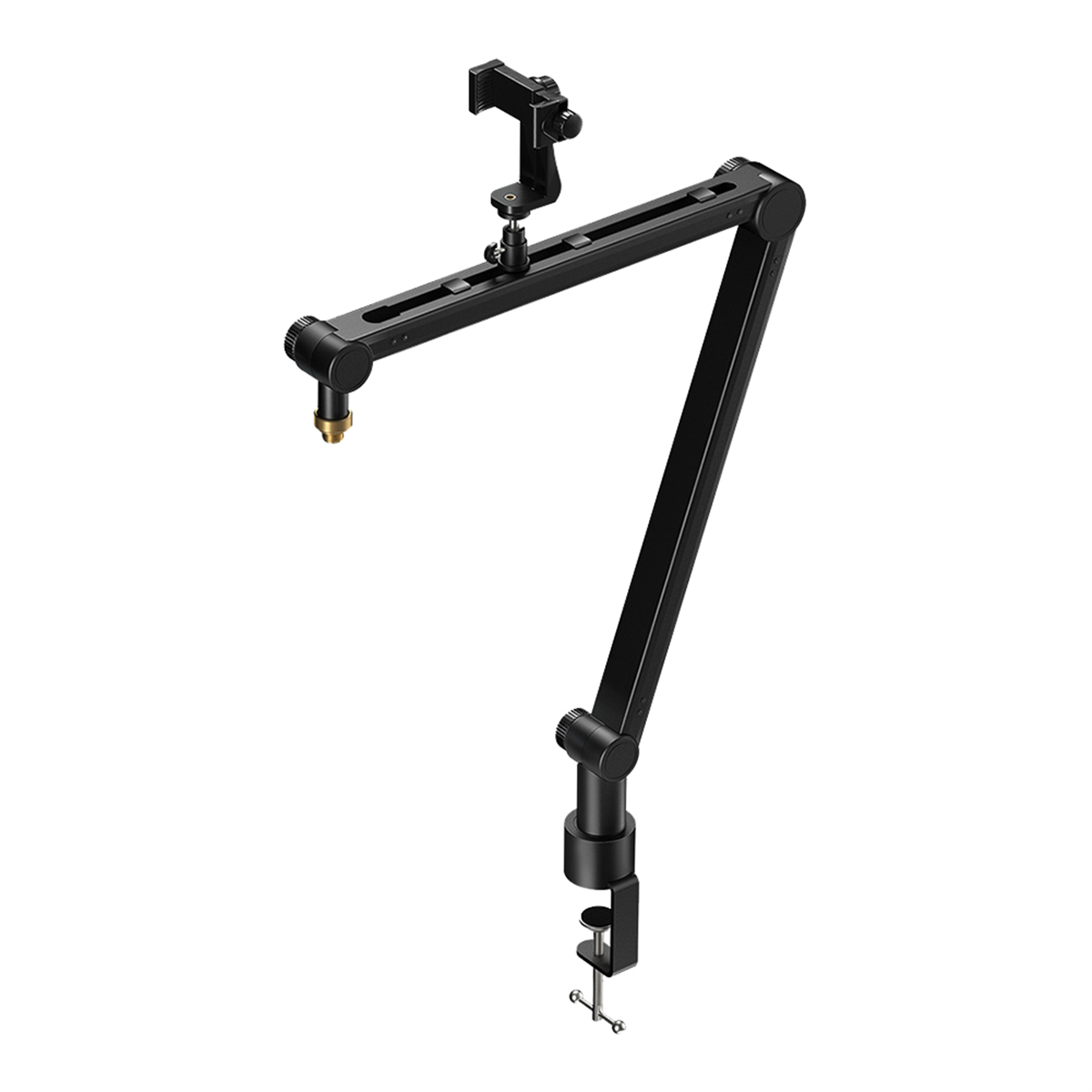 Boom Arm Stand - 360度回転調整可能なマイクスタンド、スマホホルダー付き、ライブストリーミング用ヘビーデューティーブームアームマイクホルダー