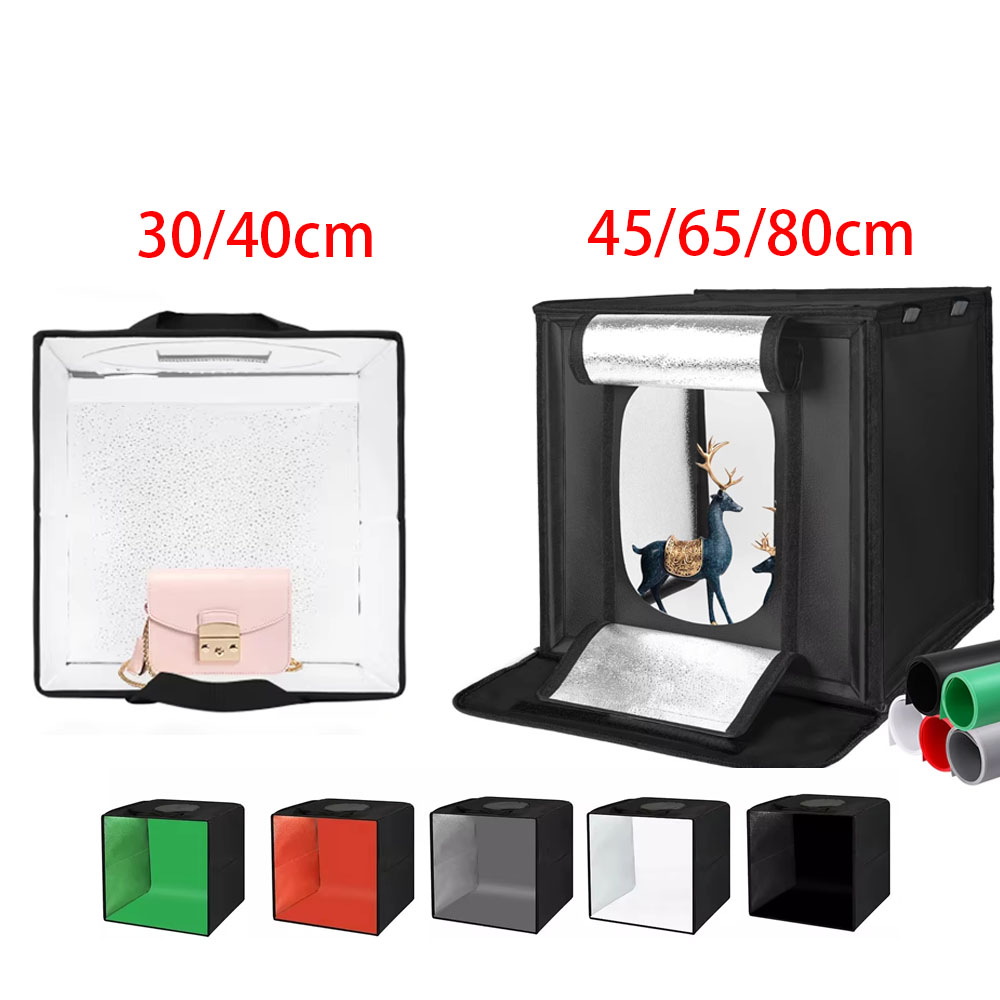 Photography Lighting Tent - 30/40/45 65 80 センチメートル写真撮影テントフォトライトスタジオソフトボックスポータブル折りたたみテーブル撮影テントキット 5 背景背景