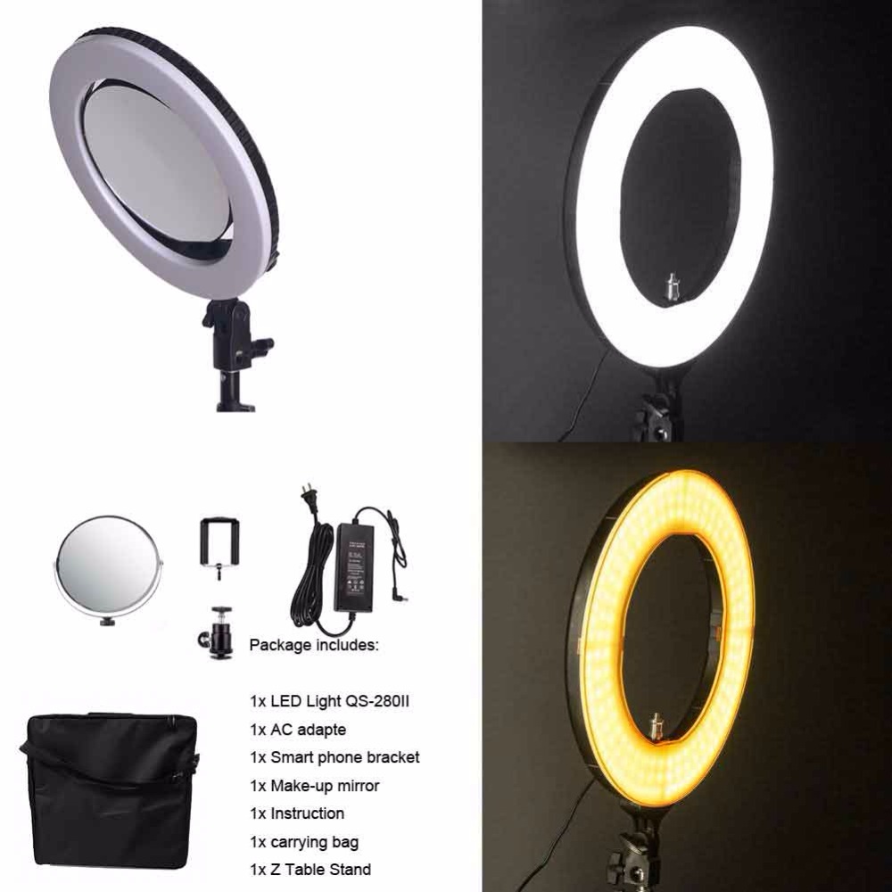 Photography Lighting Learning - 10インチ QS-280II 95RA バイカラーLEDリングライト、読書、学習、メイクアップ、美容用LEDリングランプ、リングライト。