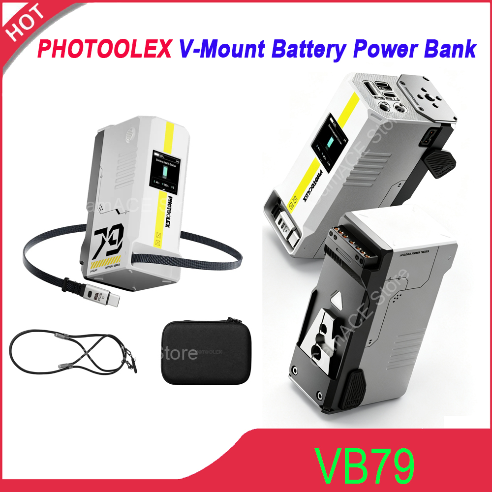 V Mount Battery - PHOTOOLEX 79Wh 5500mAh Vマウントバッテリー、100W USB‑C急速充電8ポート出力Vロックバッテリー（ソニー製ビデオカメラ用）