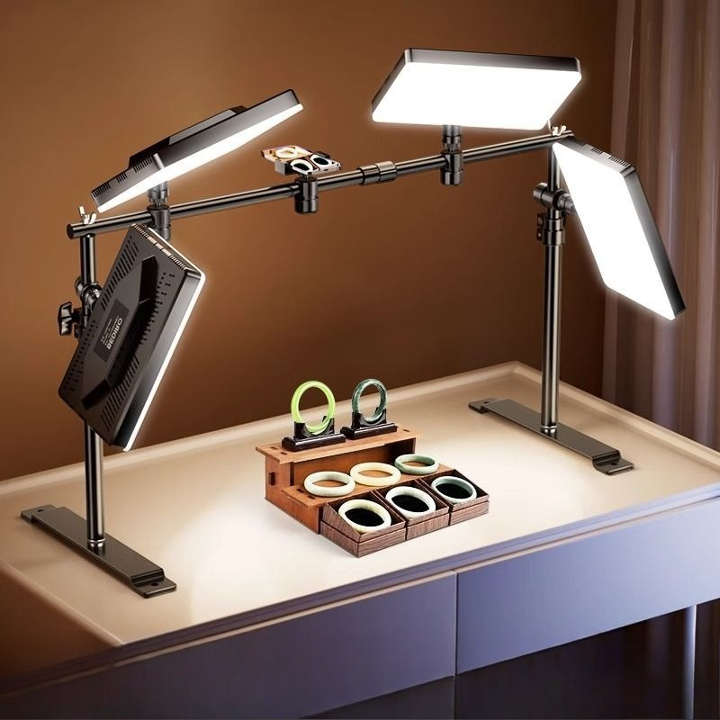 Photography Still Life Lighting - ジュエリー静物撮影用特殊オーバーヘッドフィルライトデスクトップハンドブロードキャスト屋内LED撮影ライト