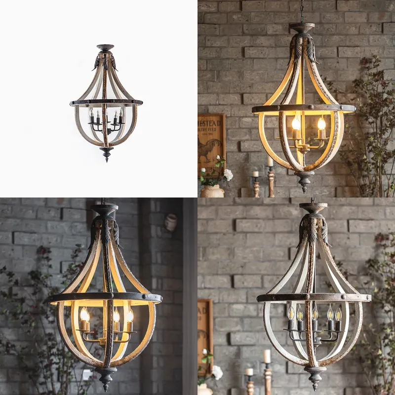 Lighting Glass Photography - ヴィンテージ錬鉄製シャンデリア、無垢材のアクセント付きレトロペンダントライト、寝室、廊下、家の装飾、写真撮影の小道具に最適