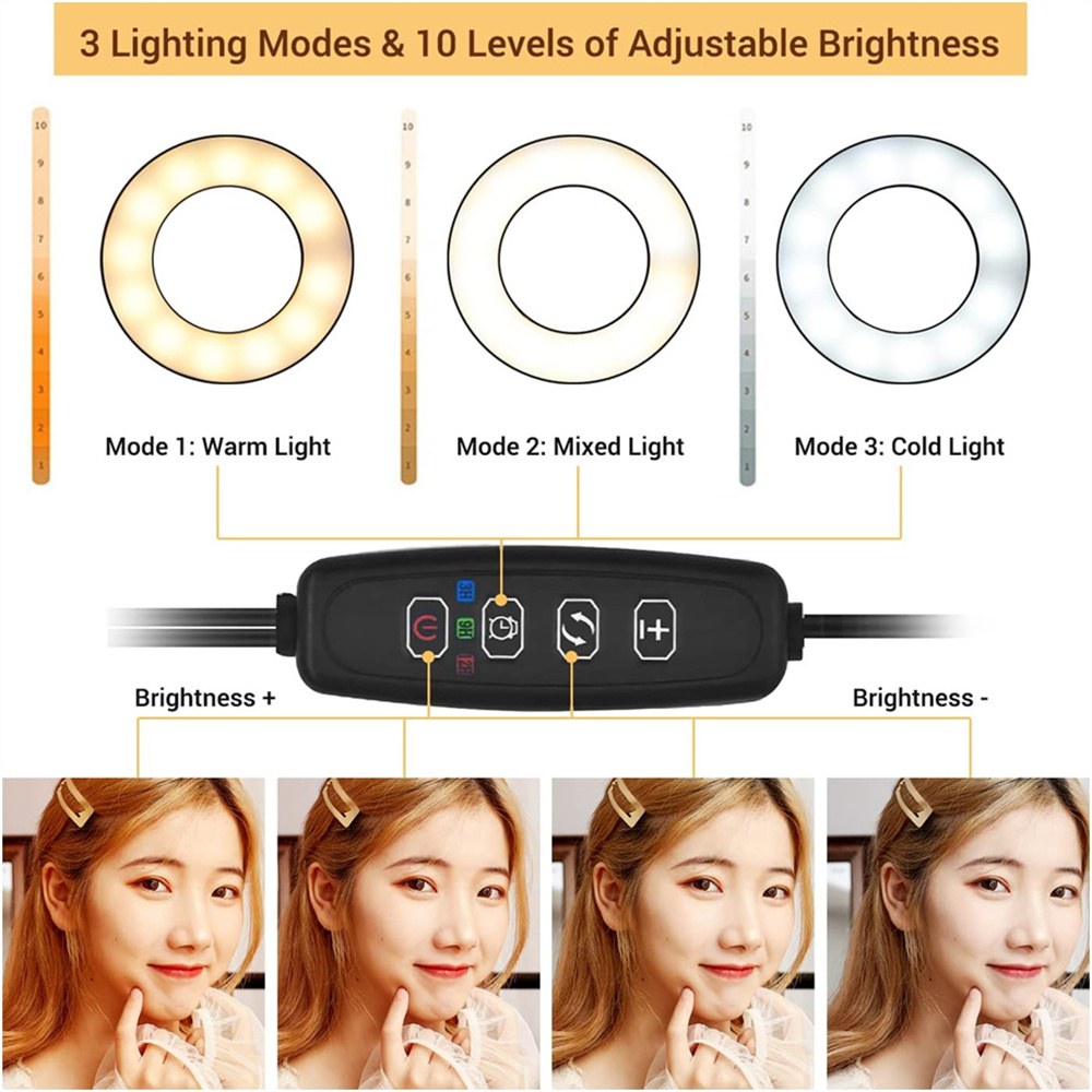 自撮りリングライト付きユニバーサルフレキシブル携帯電話ホルダ - Photography Lighting Stick のレビューと価格
