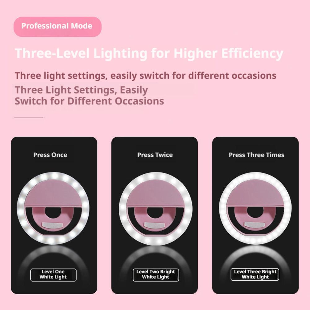 クリップ式自撮りリングライト 充電式USB充電 3段階の明る - Photography Lighting Stick のレビューと価格
