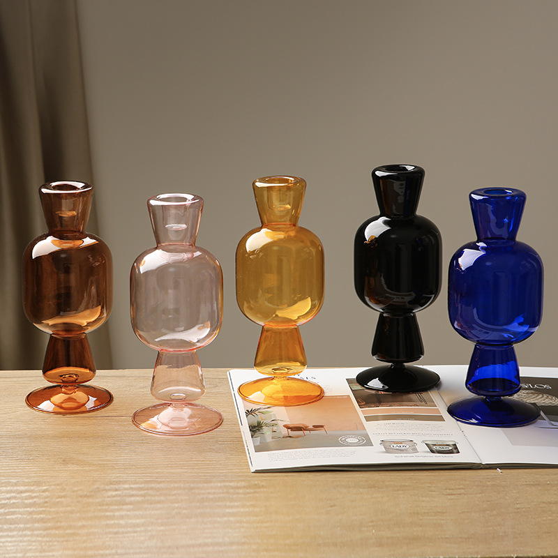 北欧風両用ガラスキャンドルスティック花瓶 ロマンチックなキャ - Lighting Glass Photography のレビューと価格