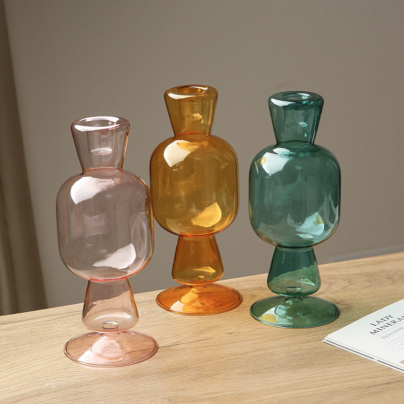 北欧風両用ガラスキャンドルスティック花瓶 ロマンチックなキャ - Lighting Glass Photography のレビューと価格