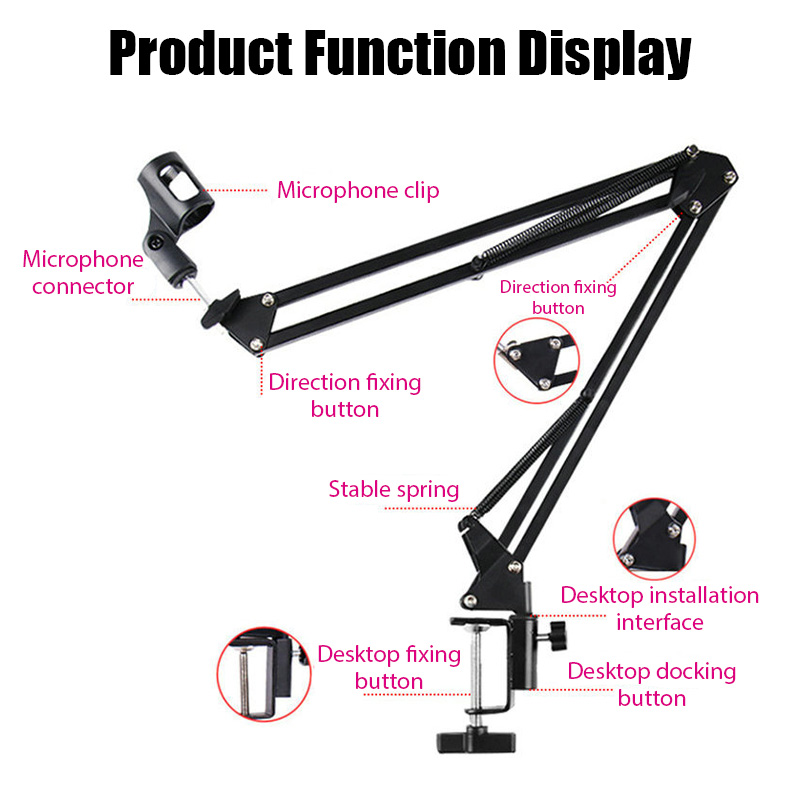 プロフェッショナル柔軟なデスクトップマイク吊り下げ調整可能な - Boom Arm Stand のレビューと価格