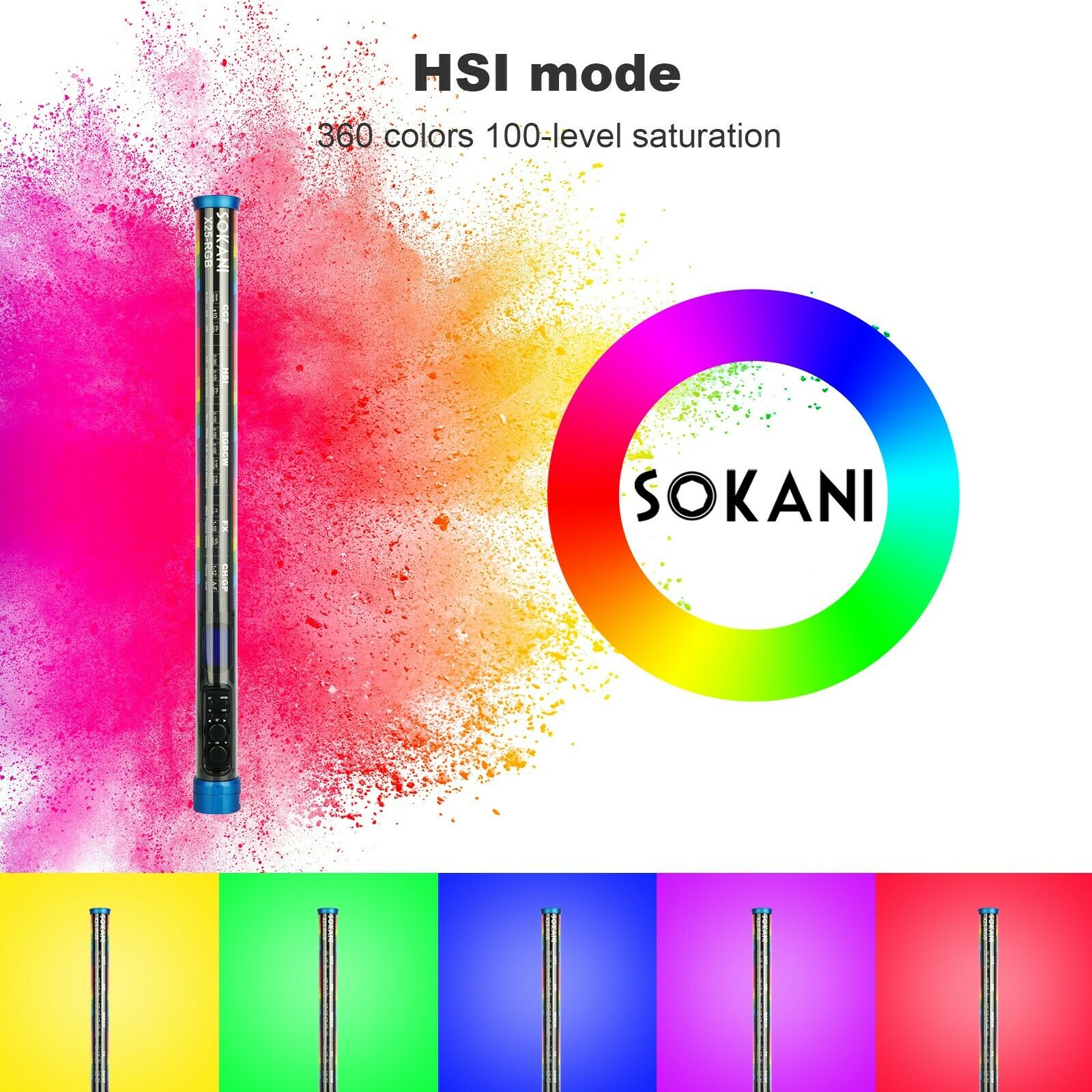 Sokani X25 RGB LED ビデオライト ハンドヘ - Photography Lighting Stick のレビューと価格