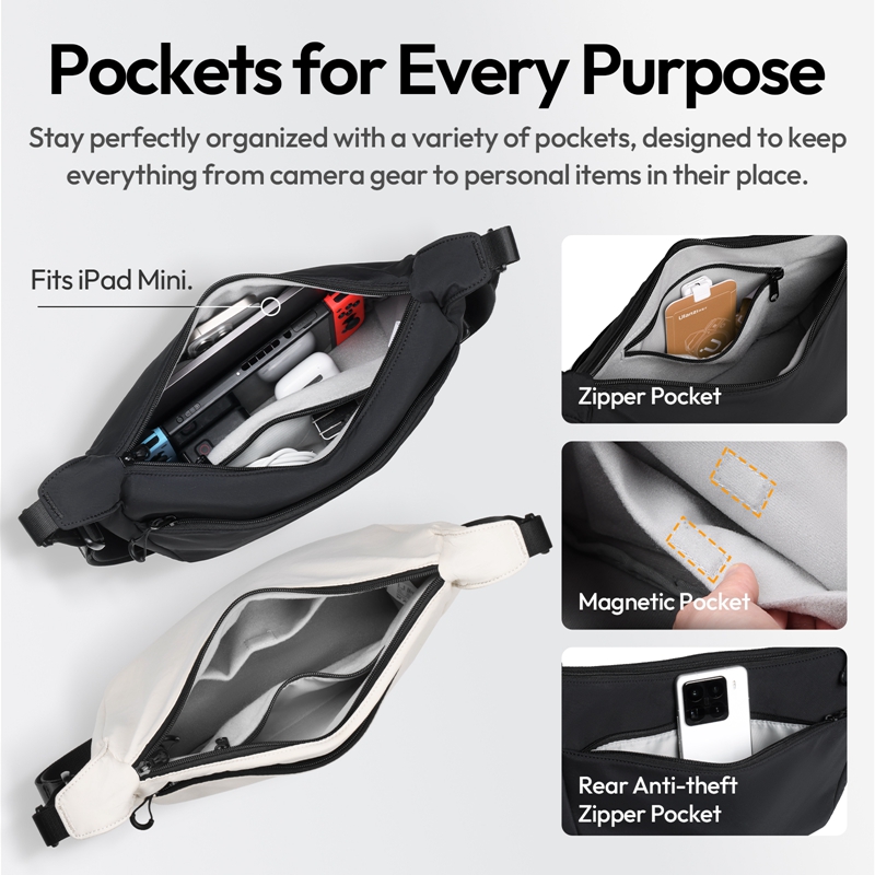Ulanzi HMN1 ルナ スリングバッグ ホワイト/ブラ - Photography Lighting Bag のレビューと価格