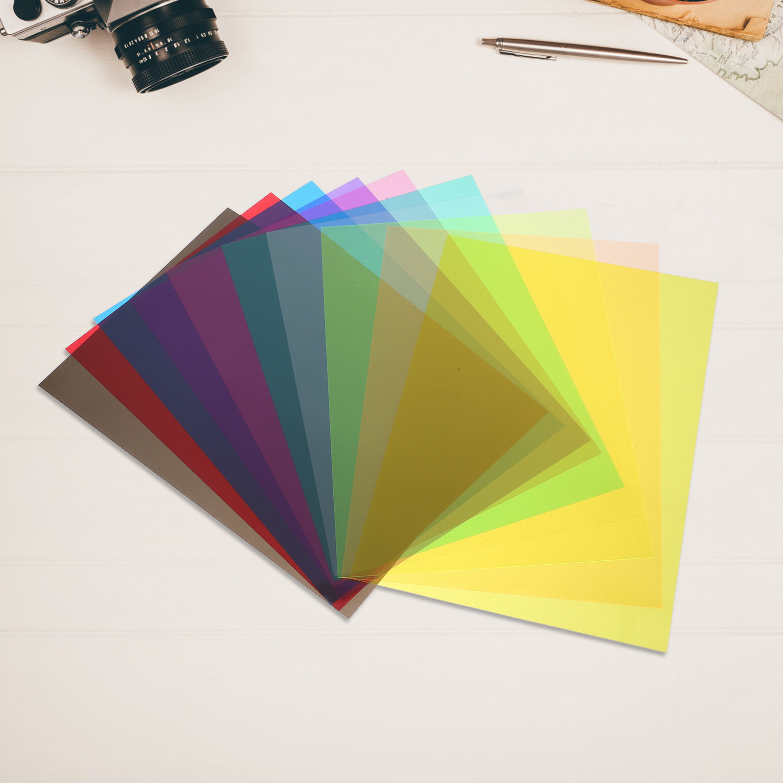 10枚入り A4サイズ カラーPVC透明フィルムシート。厚手 - Photography Lighting Diy のレビューと価格