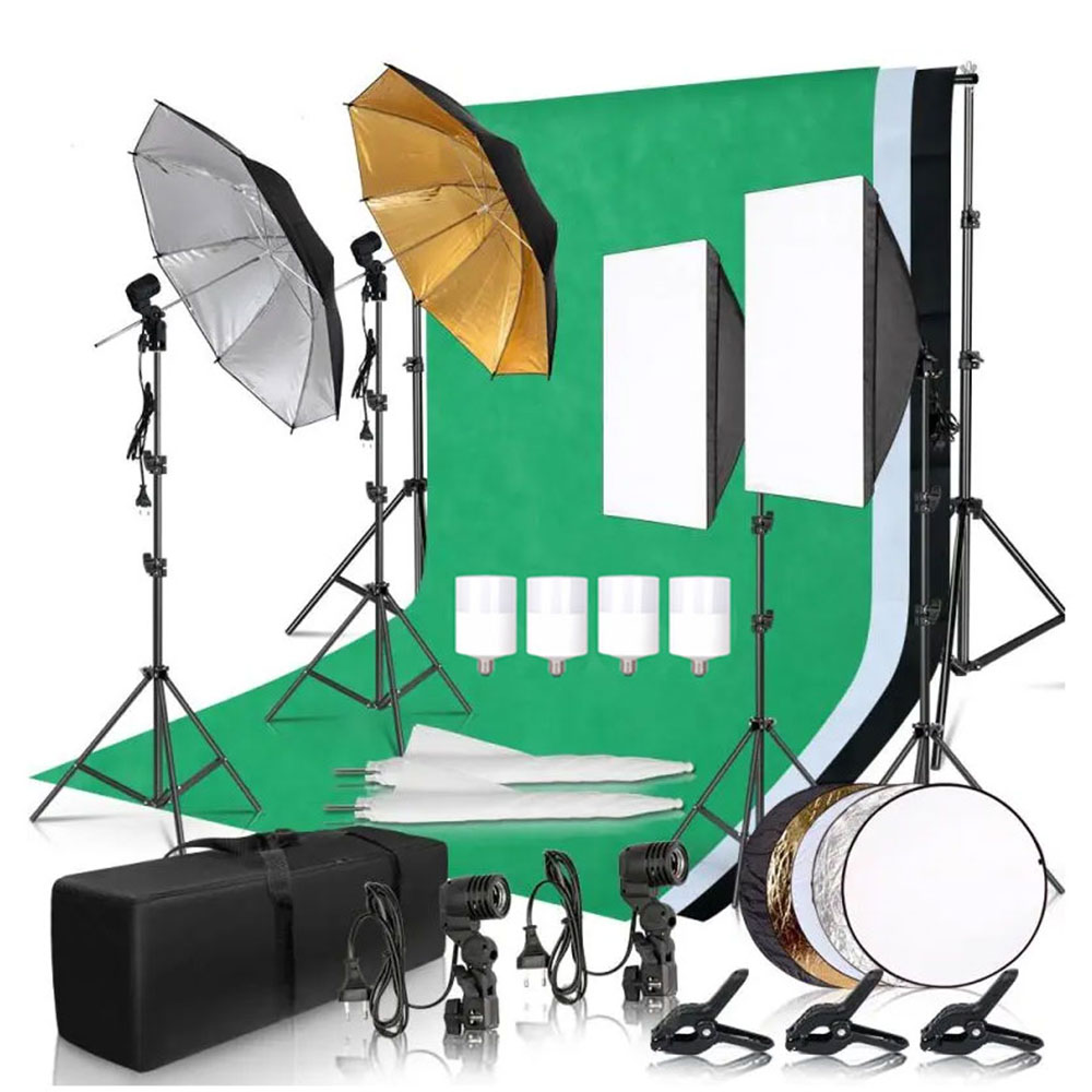 写真撮影用ソフトボックス照明キット、2.6x3m背景フレーム - Photography Lighting Umbrella のレビューと価格
